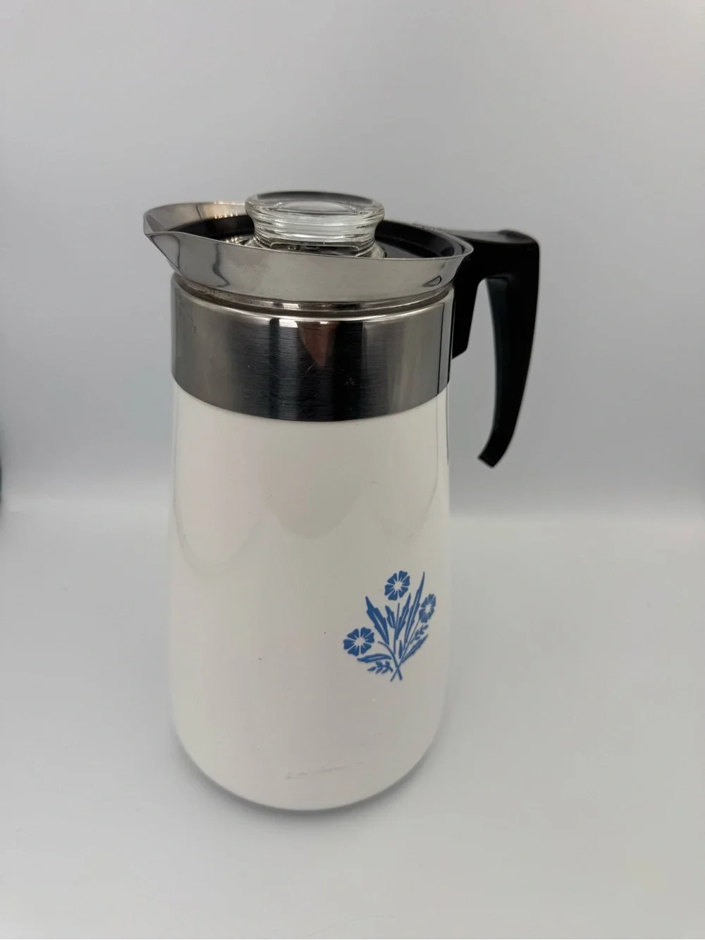 Vintage CorningWare 9 Cup Coffee Tea Pot Blue Cornflower Complete - Picture 1 of 8